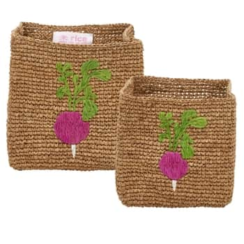 Úložný košík Raffia Square Tea Radish - set 2 ks