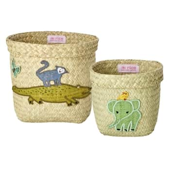 Úložný košík Raffia Round Animals - set 2 ks