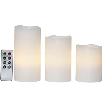 Voskové LED svíčky s ovladačem White - set 3 ks