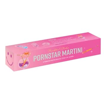 Drevené miešadlo s cukrovými kryštálmi Pornstar Martini – set 6 ks