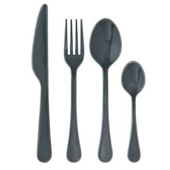 Sada příborů Enamel Coating Anthracite/Green – set 4 ks