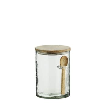 Skleněná dóza se lžičkou Mango Wood 14 cm