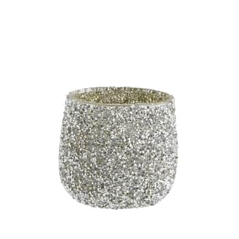Skleněný svícen Silver Glitter