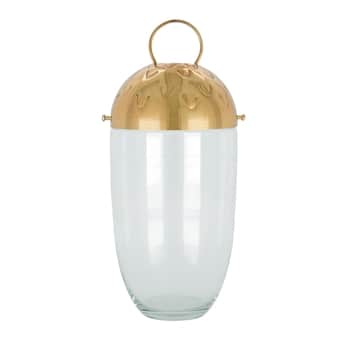Skleněná lucerna Acho Clear/Gold 28 cm