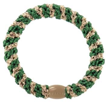 Gumička do vlasů Kknekki Forest green / Beige Glitter Stripe