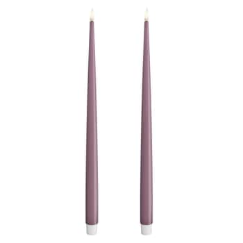 Vysoké LED svíčky Shiny Light Purple – set 2 ks