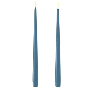 Vysoké LED svíčky Shiny Dusty Blue – set 2 ks