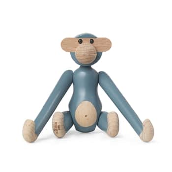 Dřevěná opička Monkey Mini Vintage Blue 9,5 cm