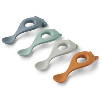 Dětská lžička Liva Whale Blue Multi Mix – set 4 ks