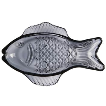 Skleněný talířek ve tvaru ryby Dark Blue Small