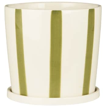 Keramický obal na květiny Palermo Green Stripes Ø 16 cm