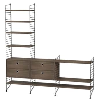 Policový systém Living room J Black / Walnut