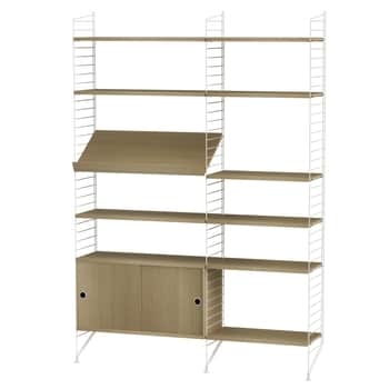Policový systém Living room H White / Oak