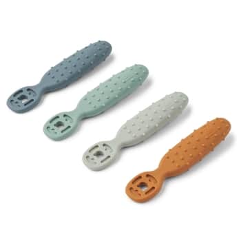 Tréninková lžička Caelia Whale Blue Multi mix – set 4 ks