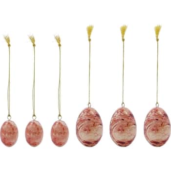 Velikonoční dekorace Eggs Burned Red – set 6 ks