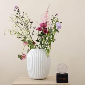 Exkluzivní set: váza Hammershøi White 20 cm + aranžovací kroužek Hanataba