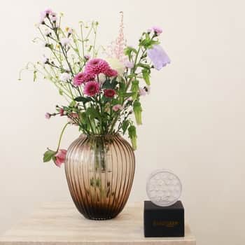 Exkluzivní set: váza Hammershøi Walnut 18,5 cm + aranžovací kroužek Hanataba