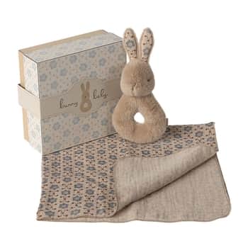 Dárková sada pro miminko – chrastítko a plenka Rabbit Cream Peach