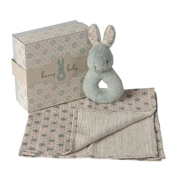 Dárková sada pro miminko – chrastítko a plenka Rabbit Mint