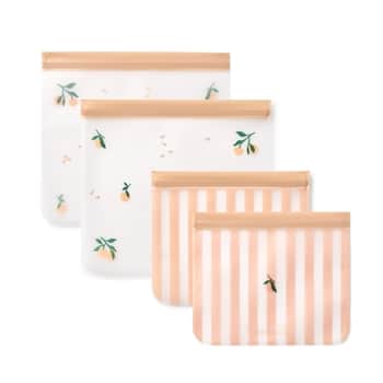 Uzaviratelné sáčky na potraviny Rebus Peach / Sea shell – set 4 ks