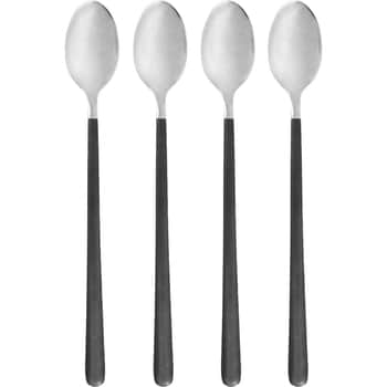Dlouhá lžička Ox Black/Silver – set 4 ks