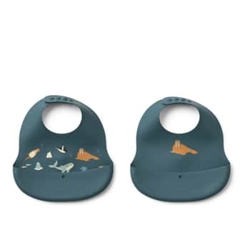 Silikonový bryndák s kapsou Ember Arctic Sea – set 2 ks