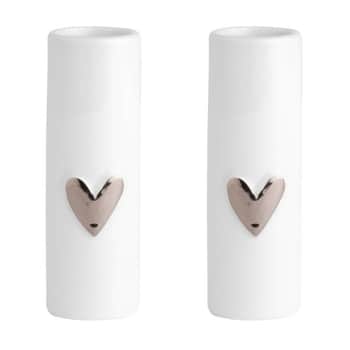 Porcelánové vázičky Silver Heart – set 2 ks